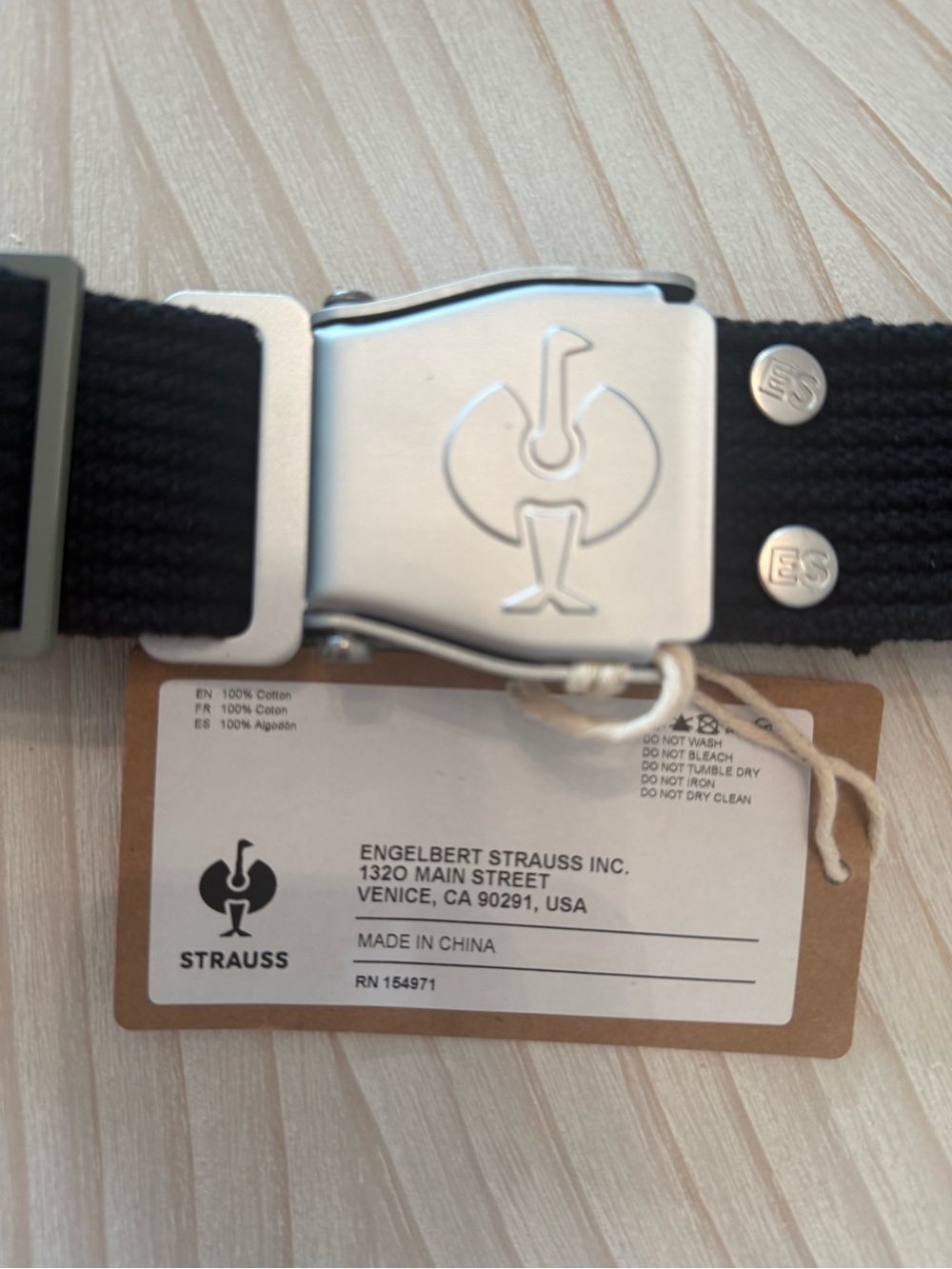Black Canvas Web Belt with Silver Buckle